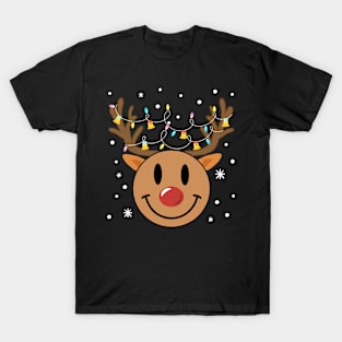 Christmas Reindeer Smile Face T-Shirt